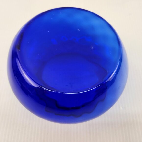 Royal Blue Bowl, Blue Round Glass Vase for home decor - Picture 3 of 4